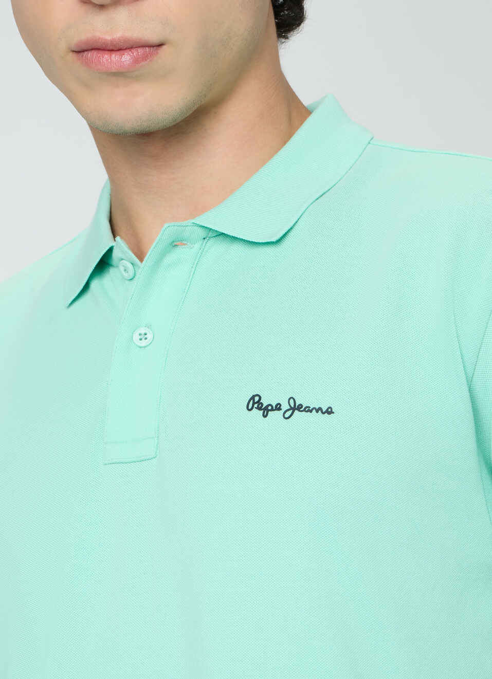 Men Mint Green Solid Short Sleeves Polo, , large image number 6