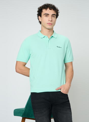 Men Mint Green Solid Short Sleeves Polo