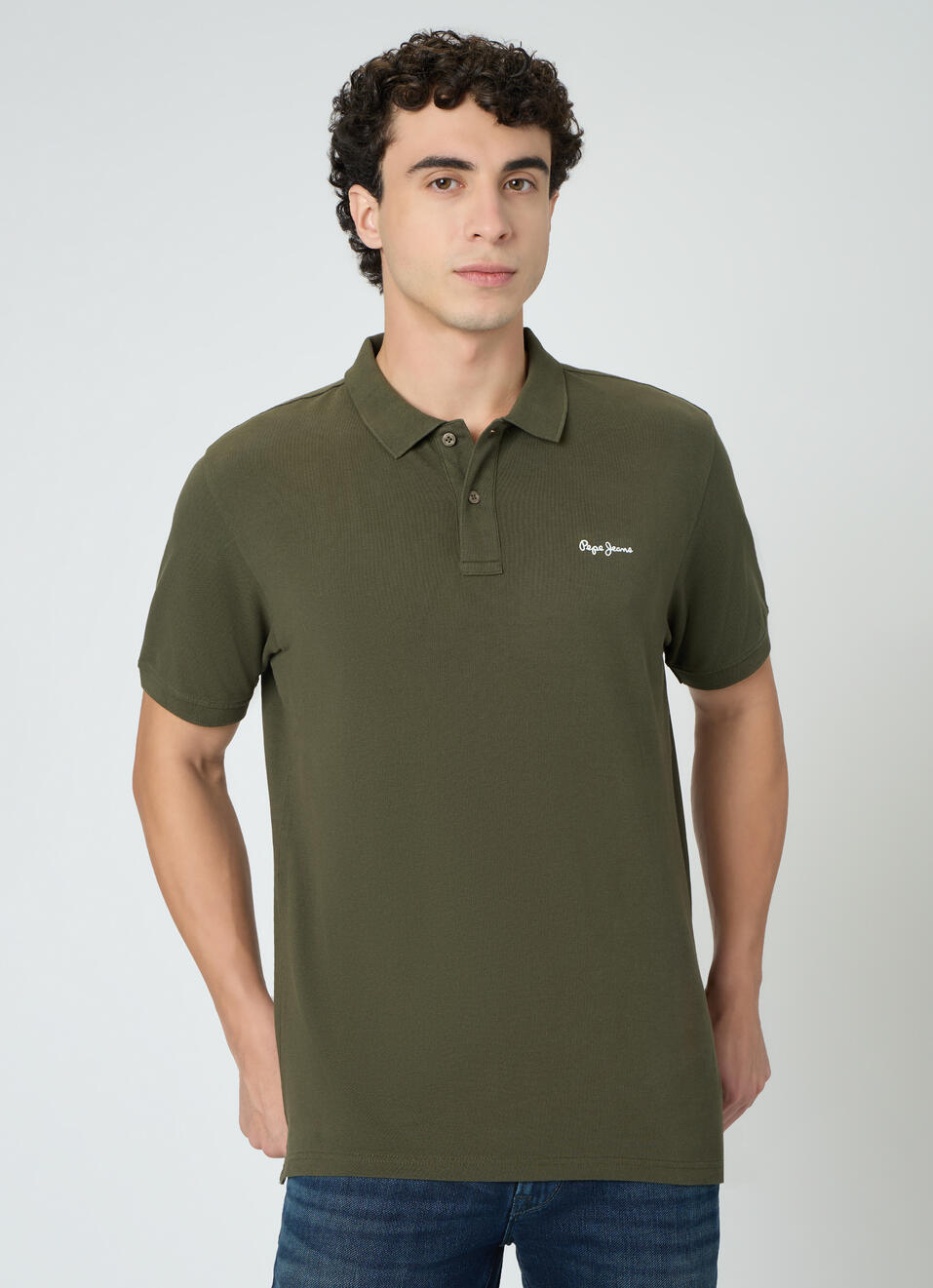 Men Green Solid Short Sleeves Polo, , large image number 1