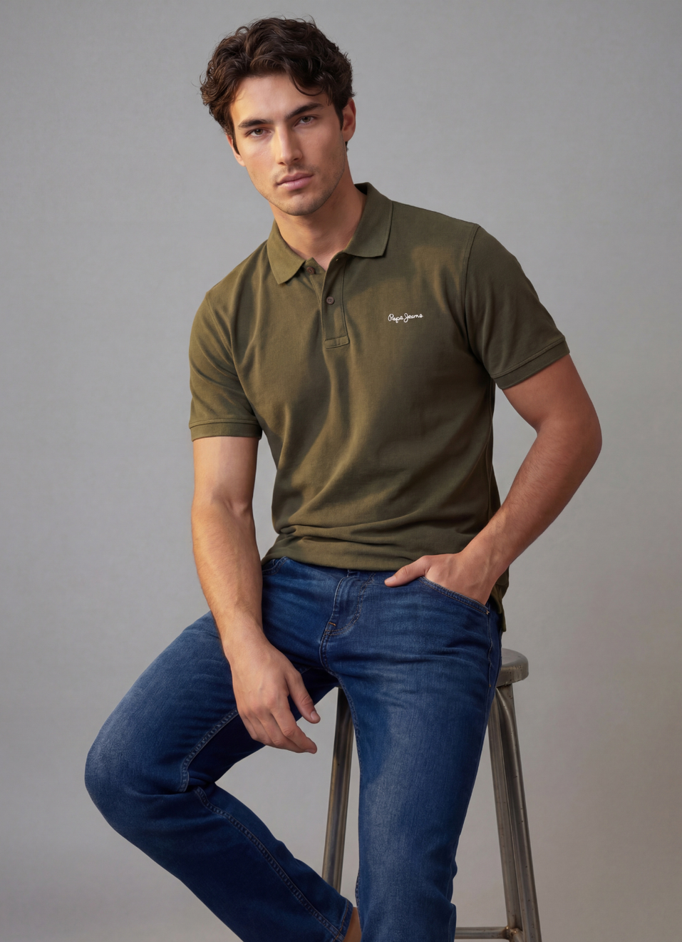 Men Green Solid Short Sleeves Polo, , large image number 5