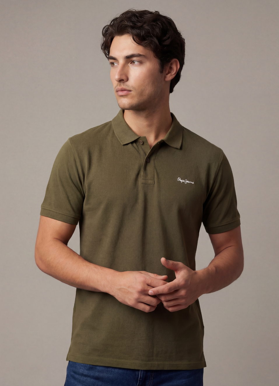 Men Green Solid Short Sleeves Polo, , large image number 0