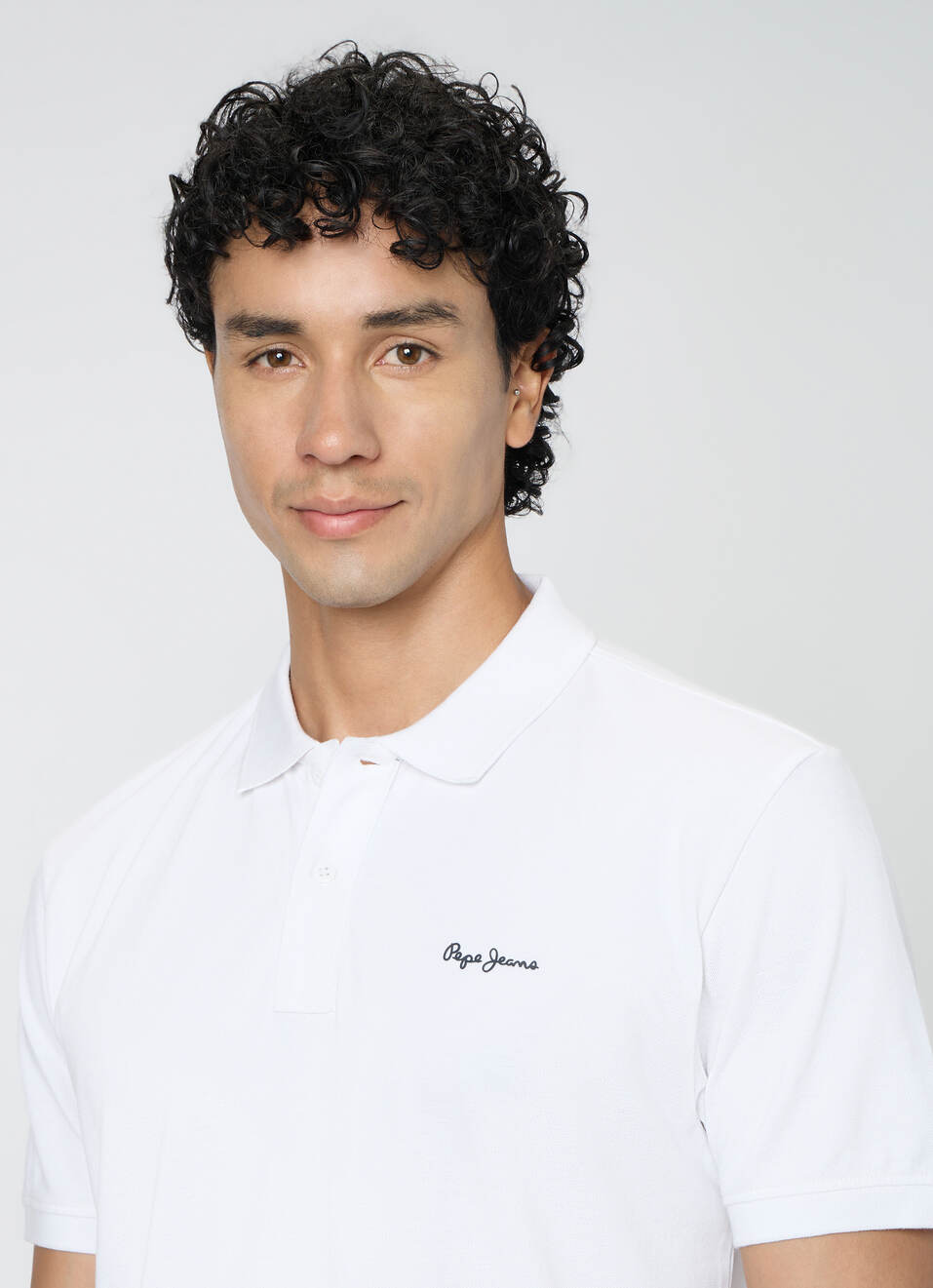 Men White Solid Short Sleeves Polo, , large image number 4
