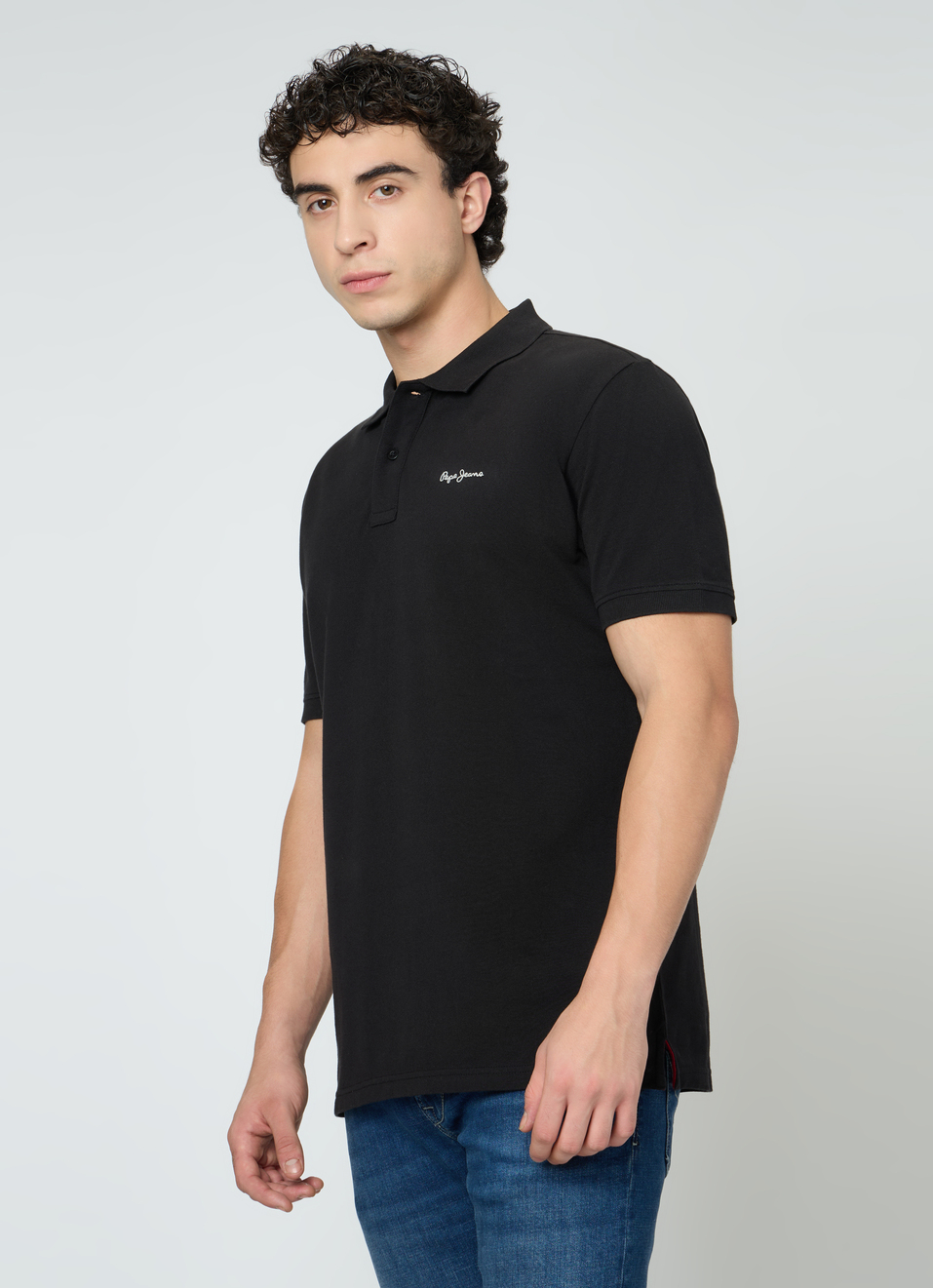 Men Black Solid Short Sleeves Polo, , large image number 3