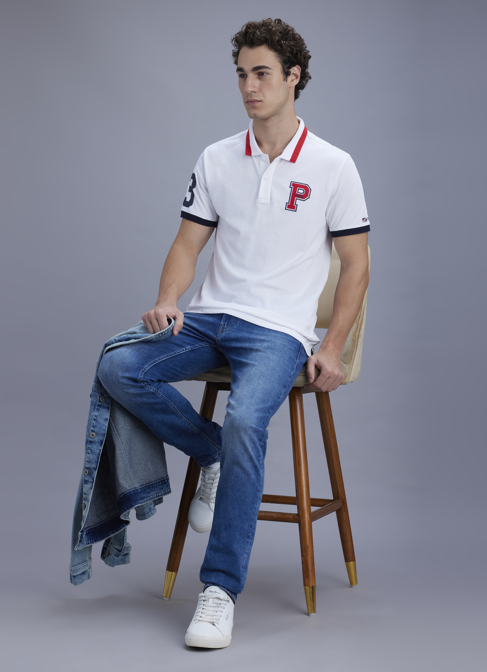 Men White Regular Fit Polo Collar T-shirt, , large image number 2