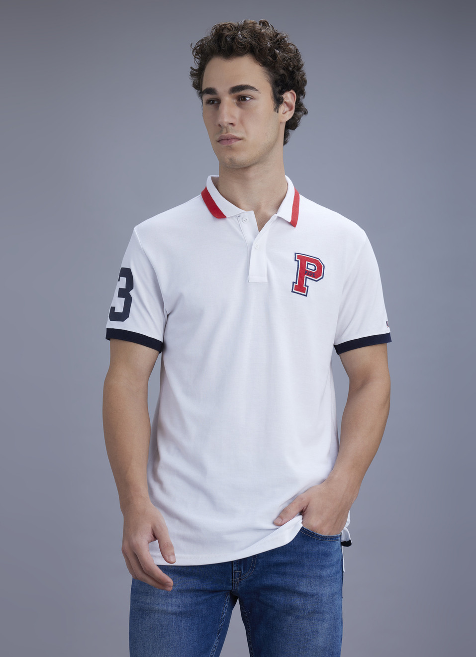 Men White Regular Fit Polo Collar T-shirt, , large image number 5