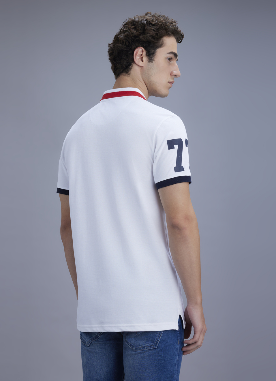 Men White Regular Fit Polo Collar T-shirt, , large image number 6