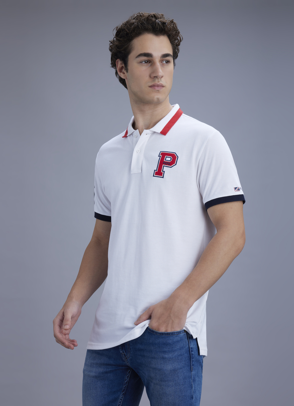 Men White Regular Fit Polo Collar T-shirt, , large image number 7