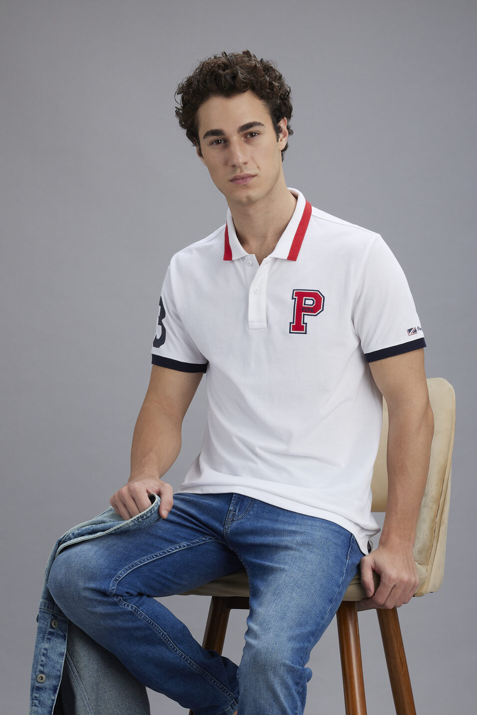 Men White Regular Fit Polo Collar T-shirt, , large image number 0
