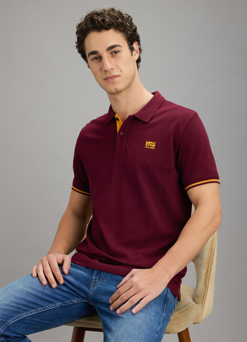 Men Red Solid Short Sleeves Polo