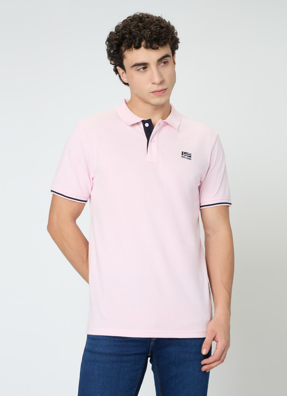 Men Pink Solid Short Sleeves Polo, , large image number 1
