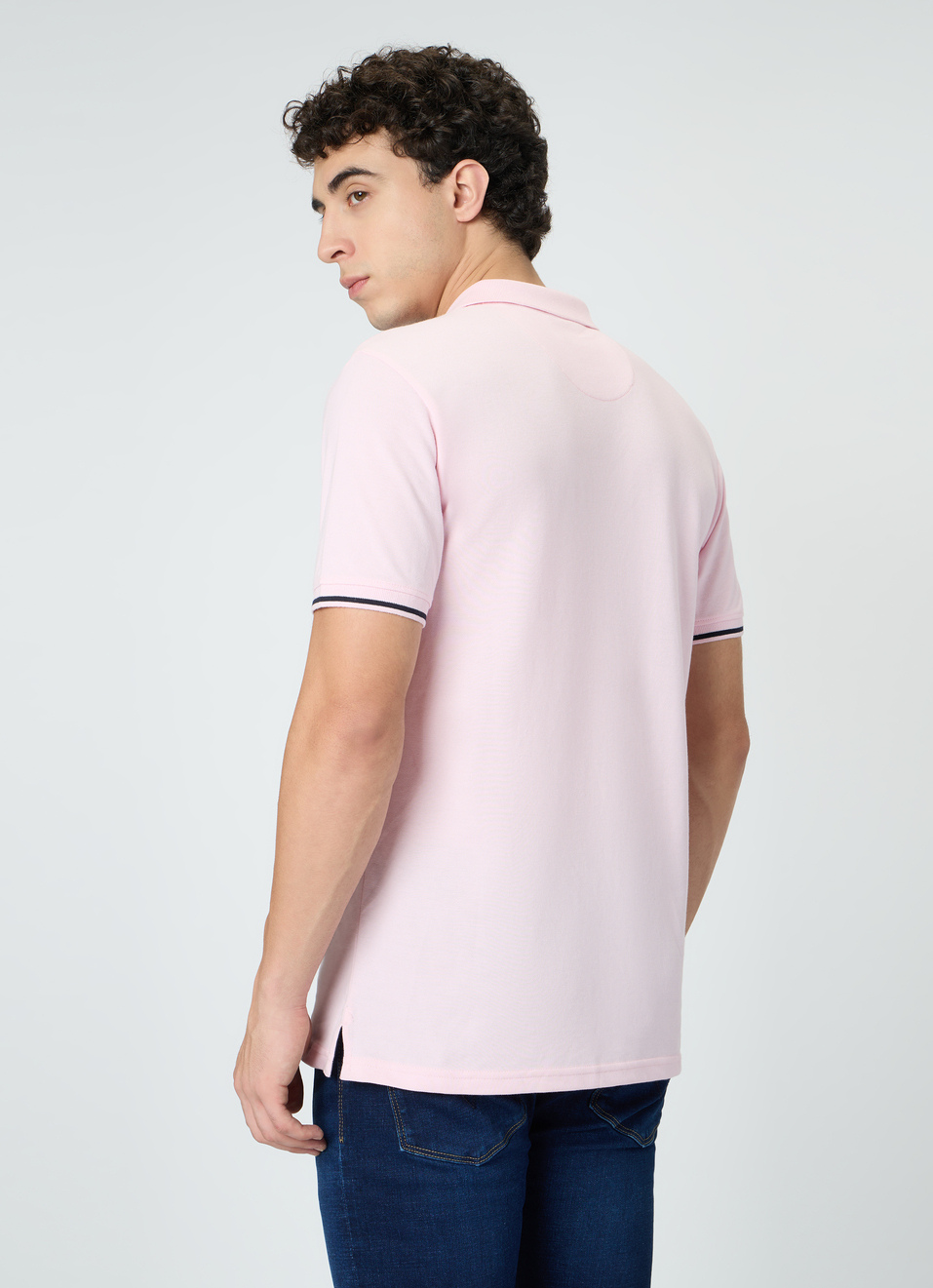 Men Pink Solid Short Sleeves Polo, , large image number 2