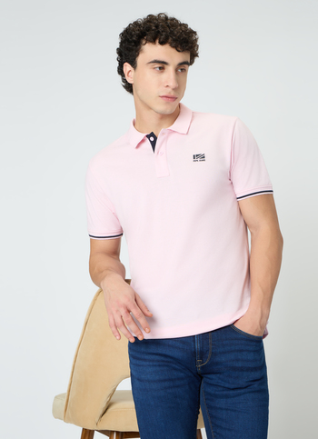 Men Pink Solid Short Sleeves Polo