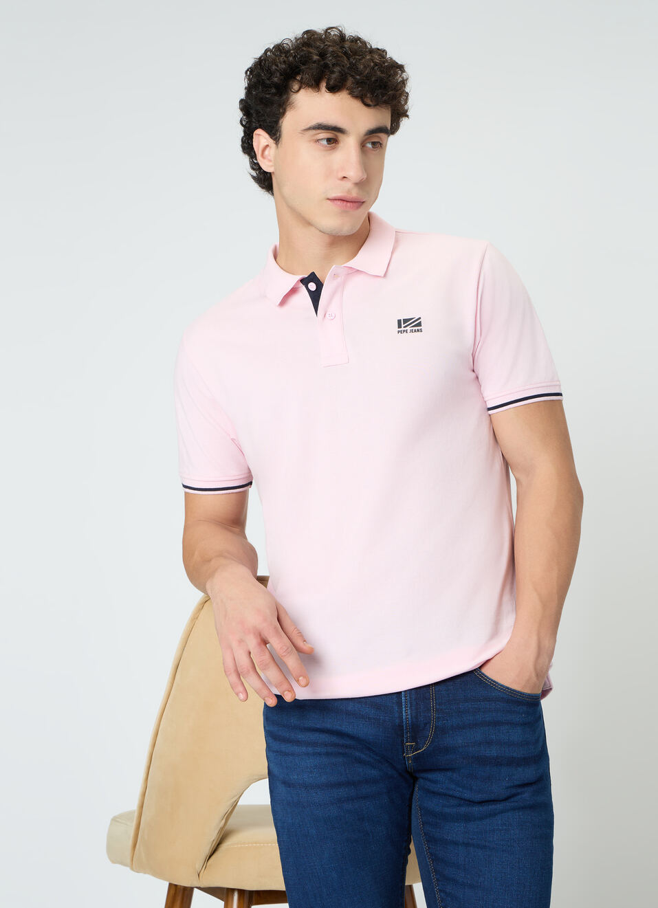 Men Pink Solid Short Sleeves Polo, , large image number 0