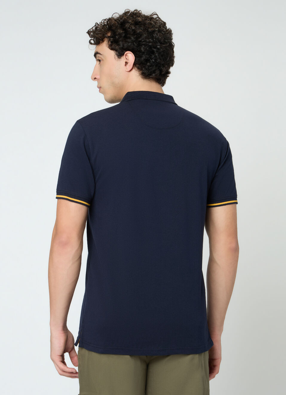 Men Navy Solid Short Sleeves Polo, , large image number 2