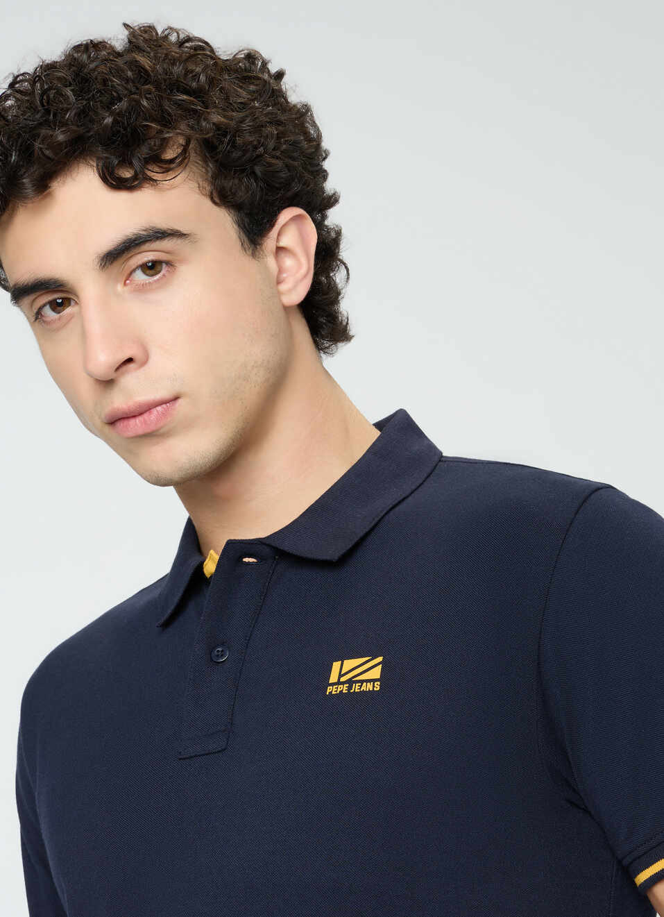 Men Navy Solid Short Sleeves Polo, , large image number 4