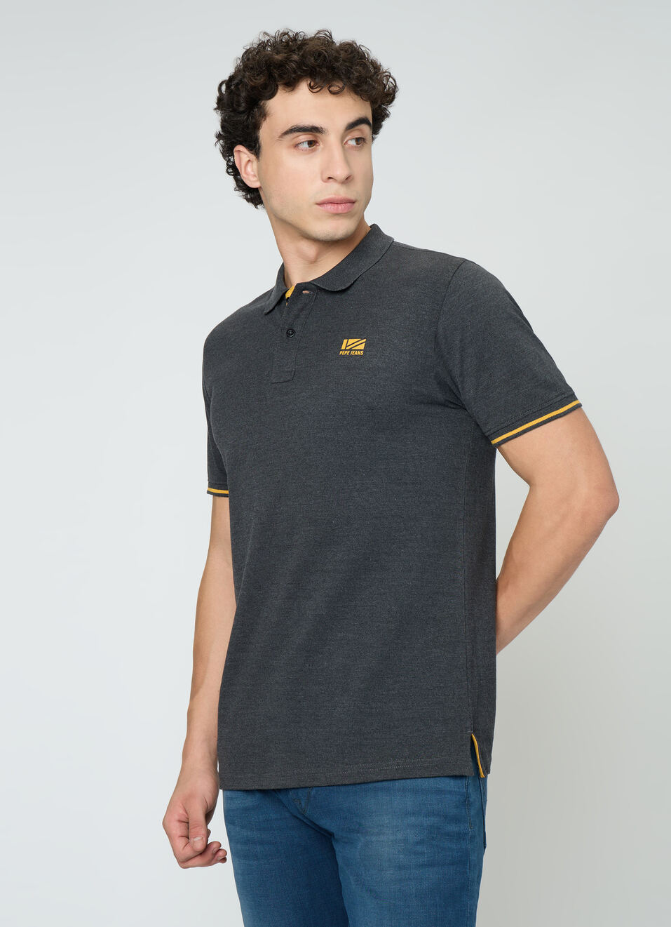 Men Grey Solid Short Sleeves Polo, , large image number 3