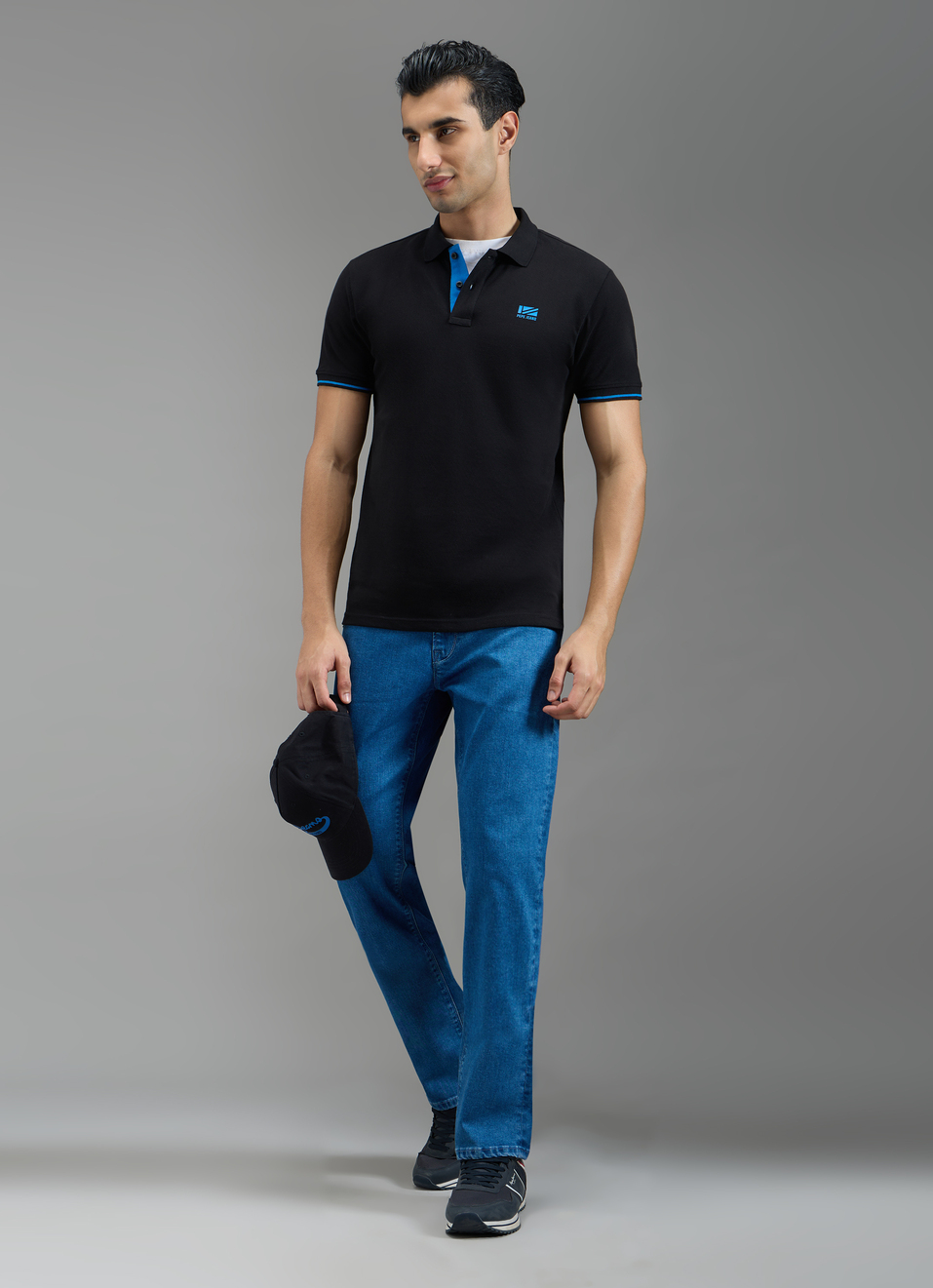 Men Black Solid Short Sleeves Polo, , large image number 6