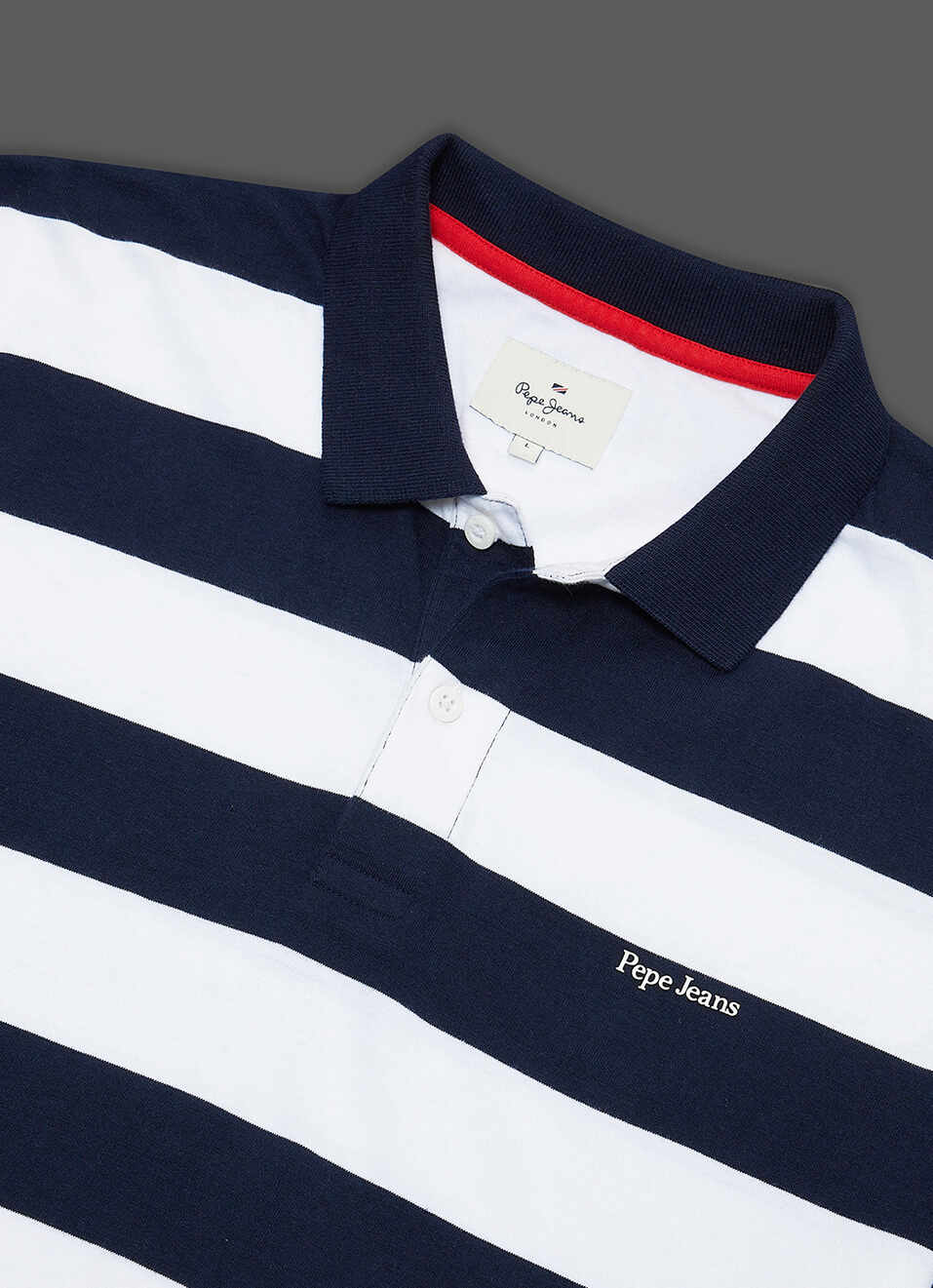 Men Navy Regular Fit Short Sleeve Striped Polo, , large image number 3