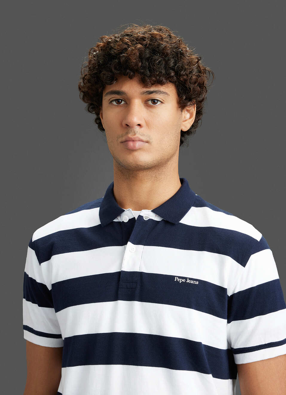 Men Navy Regular Fit Short Sleeve Striped Polo, , large image number 4