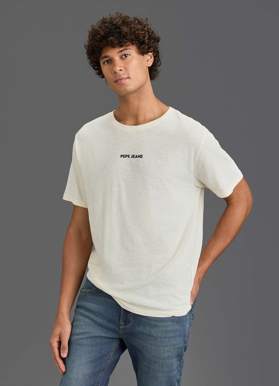 Men Ivory White Relaxed Fit Short Sleeve Graphic T-shirt, , large image number 7