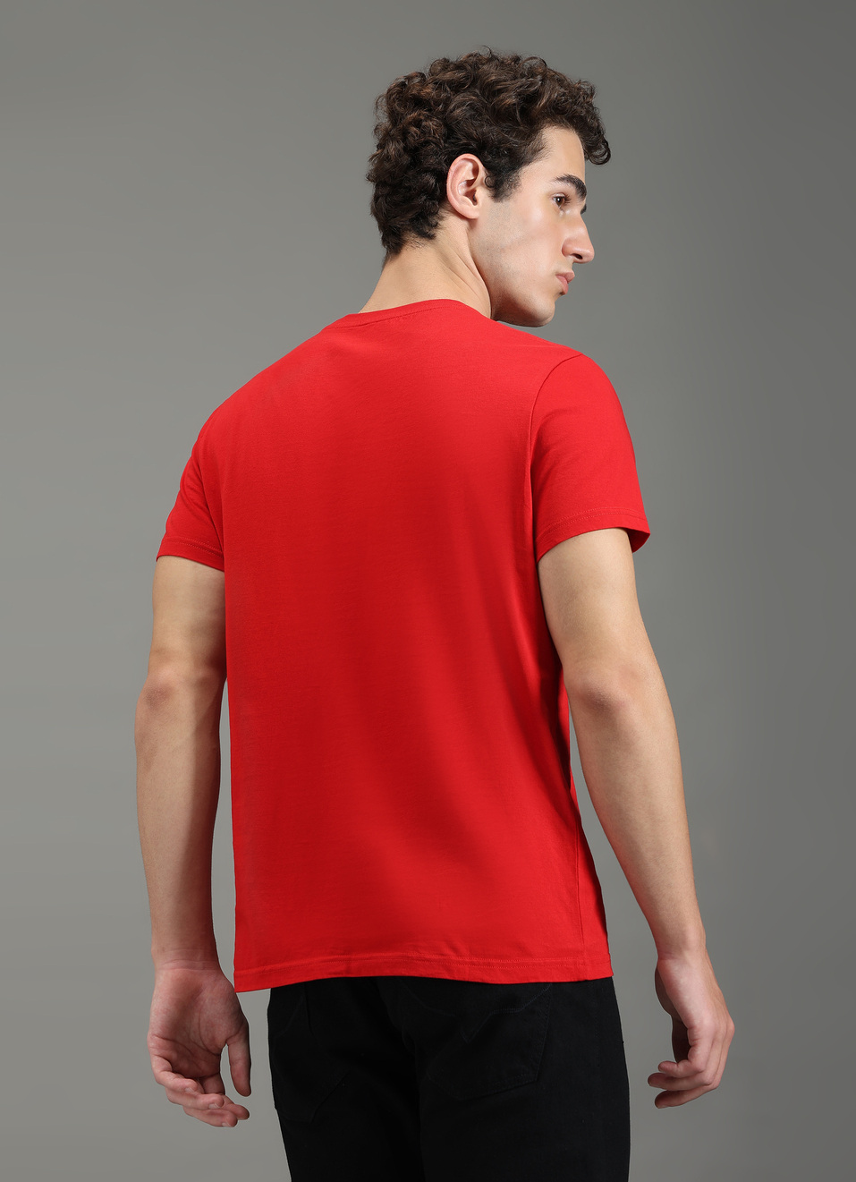 Men Red Graphic Slim Fit T-shirt, , large image number 2