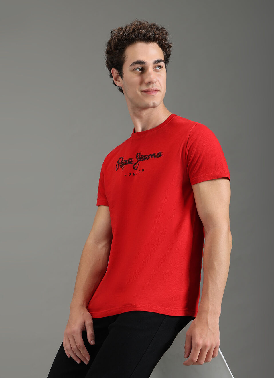 Men Red Graphic Slim Fit T-shirt, , large image number 0