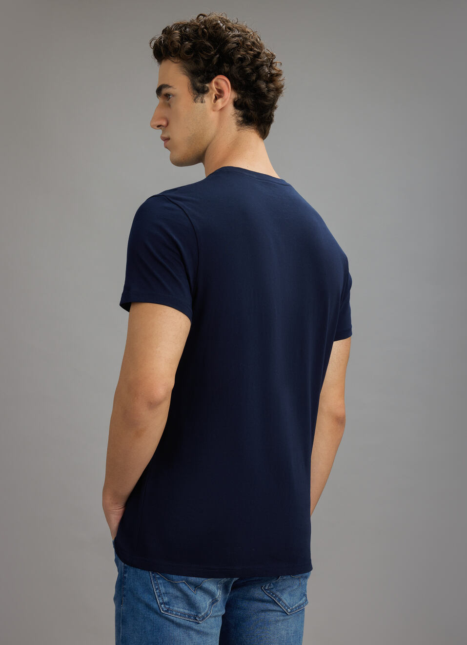 Men Navy Graphic Slim Fit T-shirt, , large image number 2