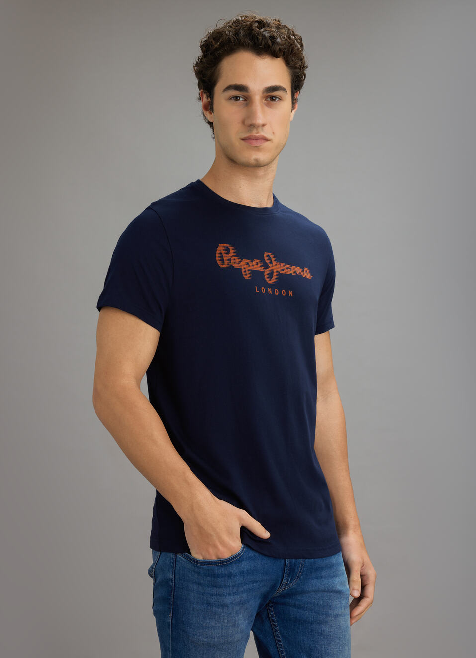 Men Navy Graphic Slim Fit T-shirt, , large image number 3