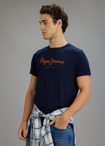 Men Navy Graphic Slim Fit T-shirt