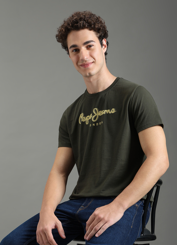 Men Green Graphic Slim Fit T-shirt