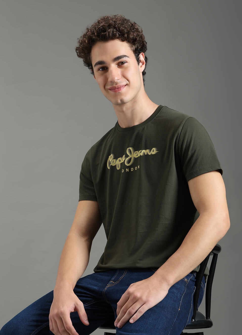 Men Green Graphic Slim Fit T-shirt, , large image number 0