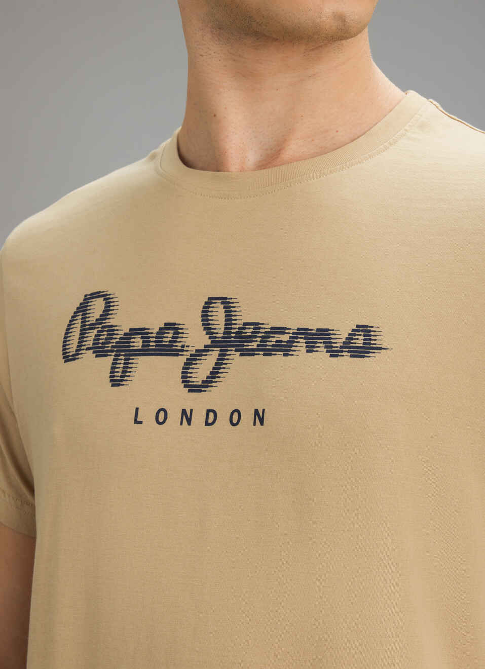 Men Beige Graphic Slim Fit T-shirt, , large image number 1