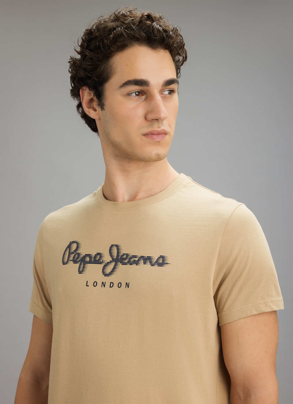 Men Beige Graphic Slim Fit T-shirt, , large image number 4