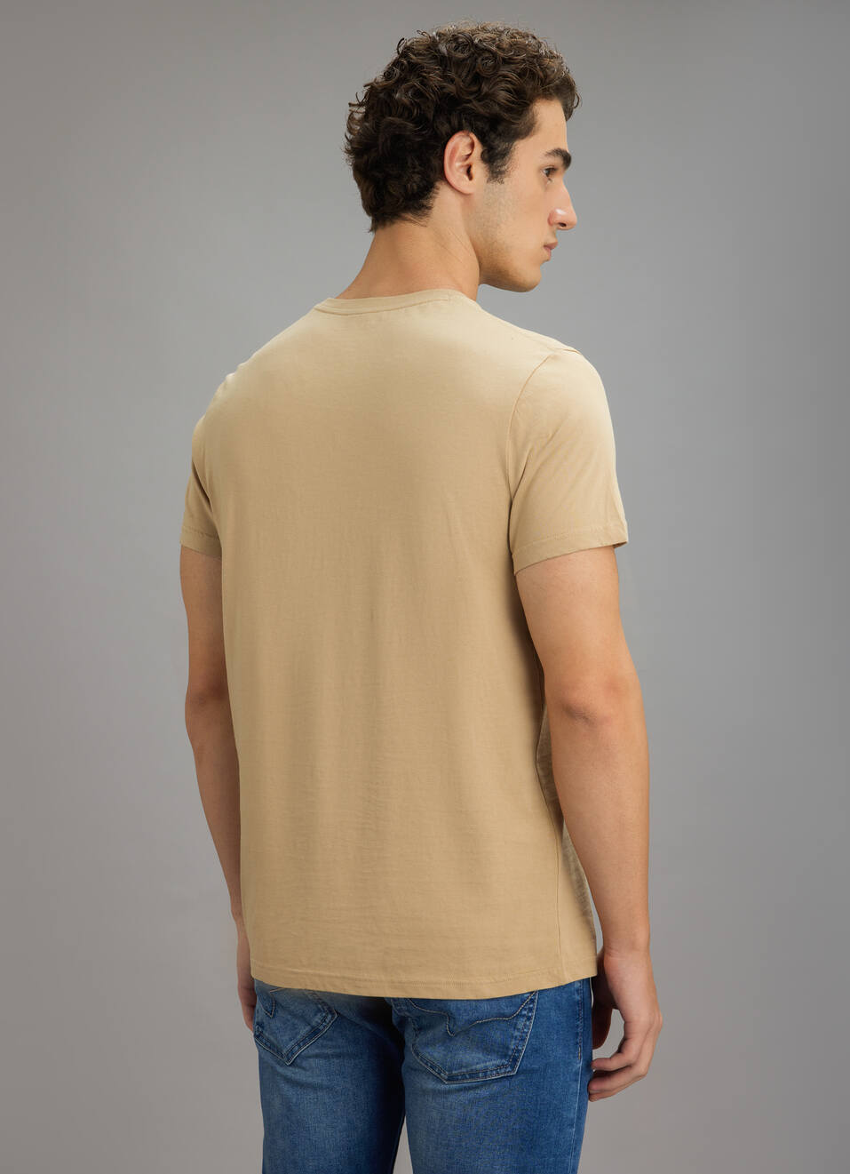 Men Beige Graphic Slim Fit T-shirt, , large image number 6