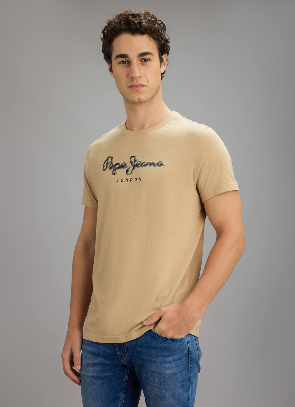 Men Beige Graphic Slim Fit T-shirt, , large image number 7