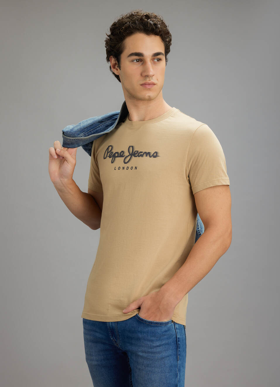 Men Beige Graphic Slim Fit T-shirt, , large image number 0