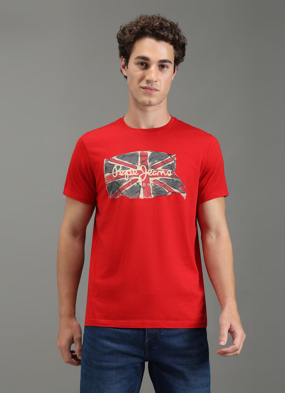 Men Red Graphic Slim Fit T-shirt, , large image number 1