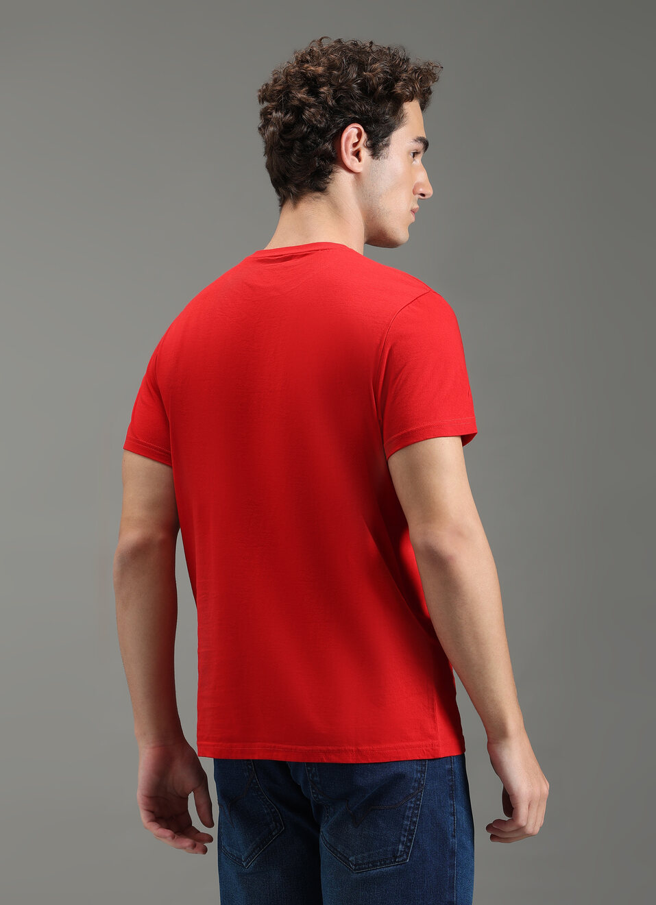 Men Red Graphic Slim Fit T-shirt, , large image number 2