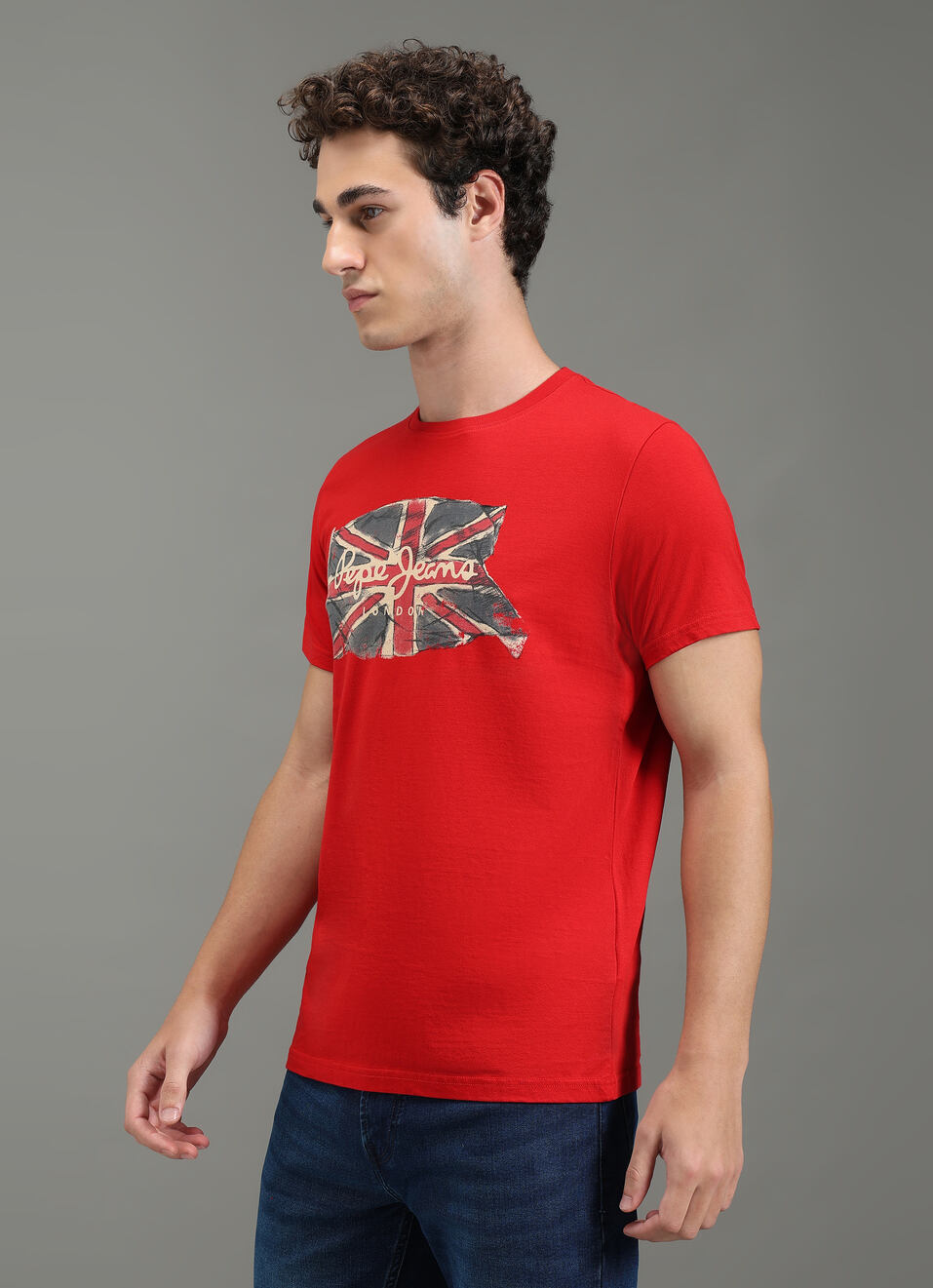 Men Red Graphic Slim Fit T-shirt, , large image number 3