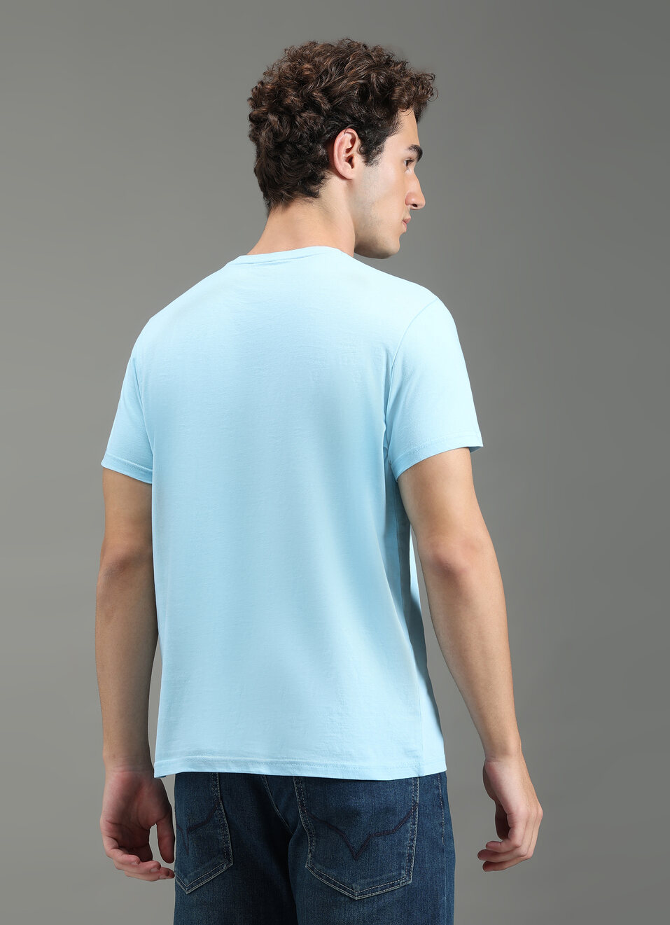 Men Blue Graphic Slim Fit T-shirt, , large image number 2