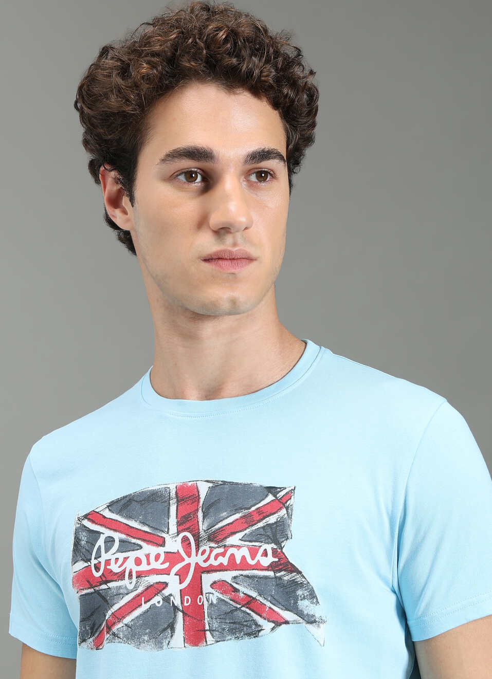 Men Blue Graphic Slim Fit T-shirt, , large image number 4