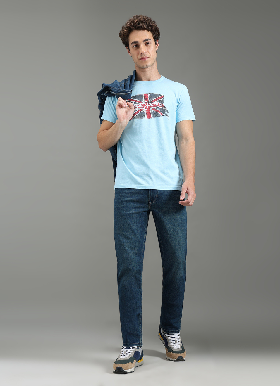 Men Blue Graphic Slim Fit T-shirt, , large image number 5