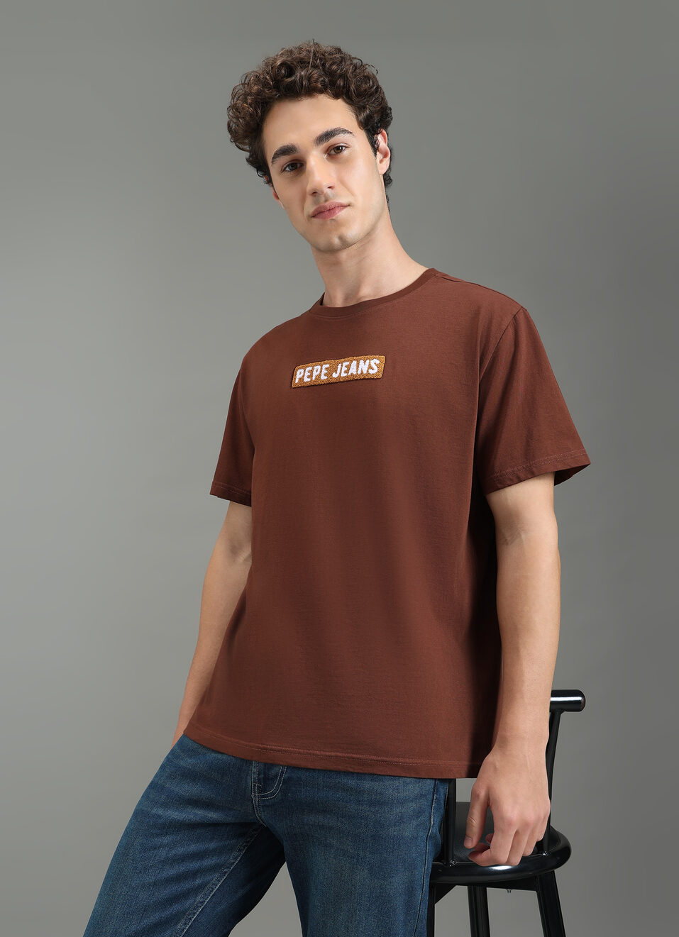 Men Brown Graphic Relaxed Fit T-shirt, , large image number 0