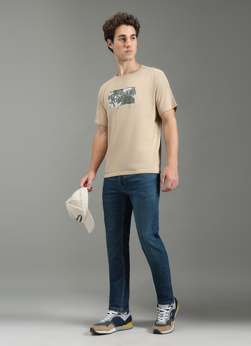 Men Beige Relaxed Fit Graphic T-shirt, , large image number 5