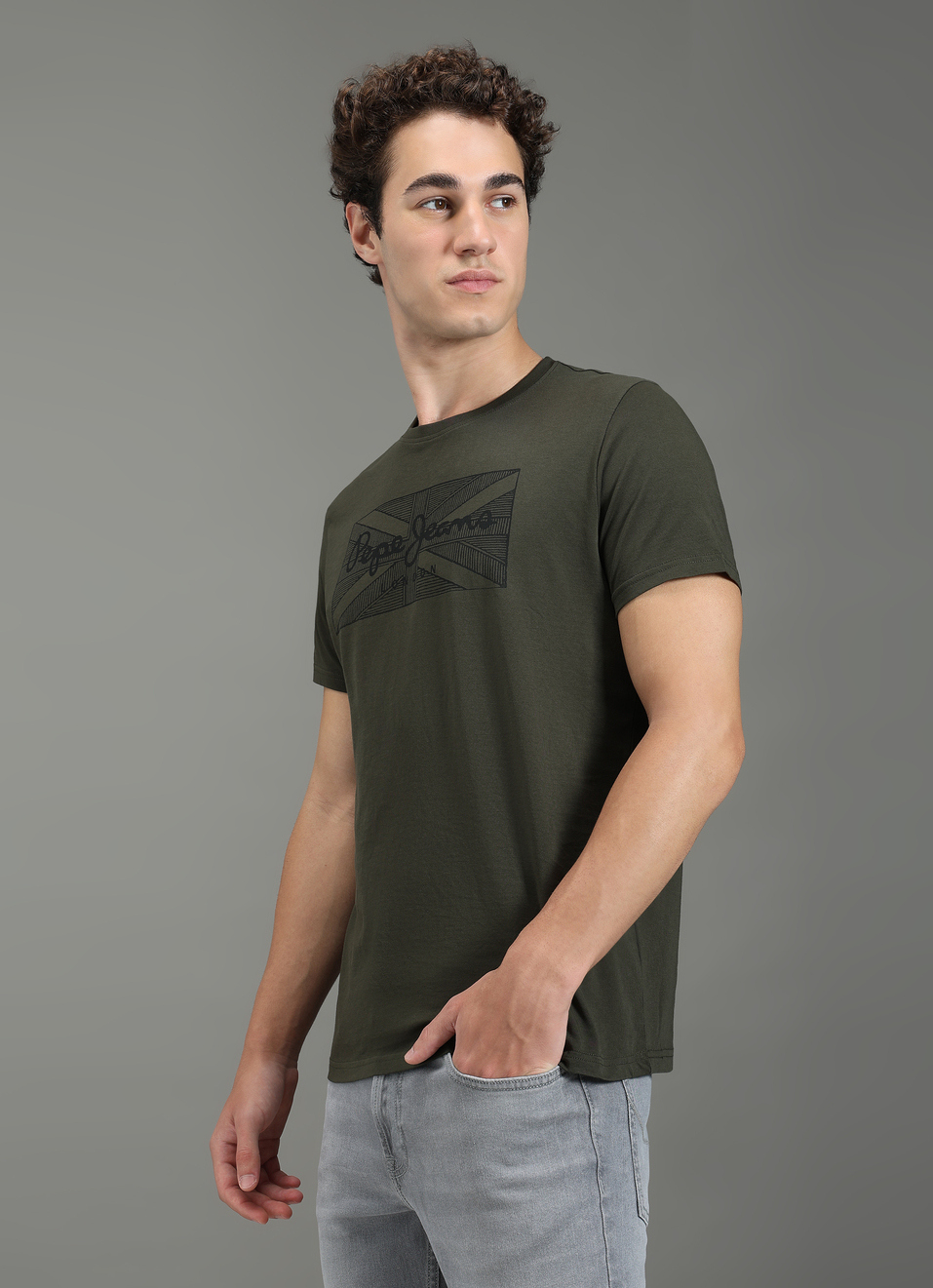 Men Green Slim Fit Graphic T-shirt, , large image number 3