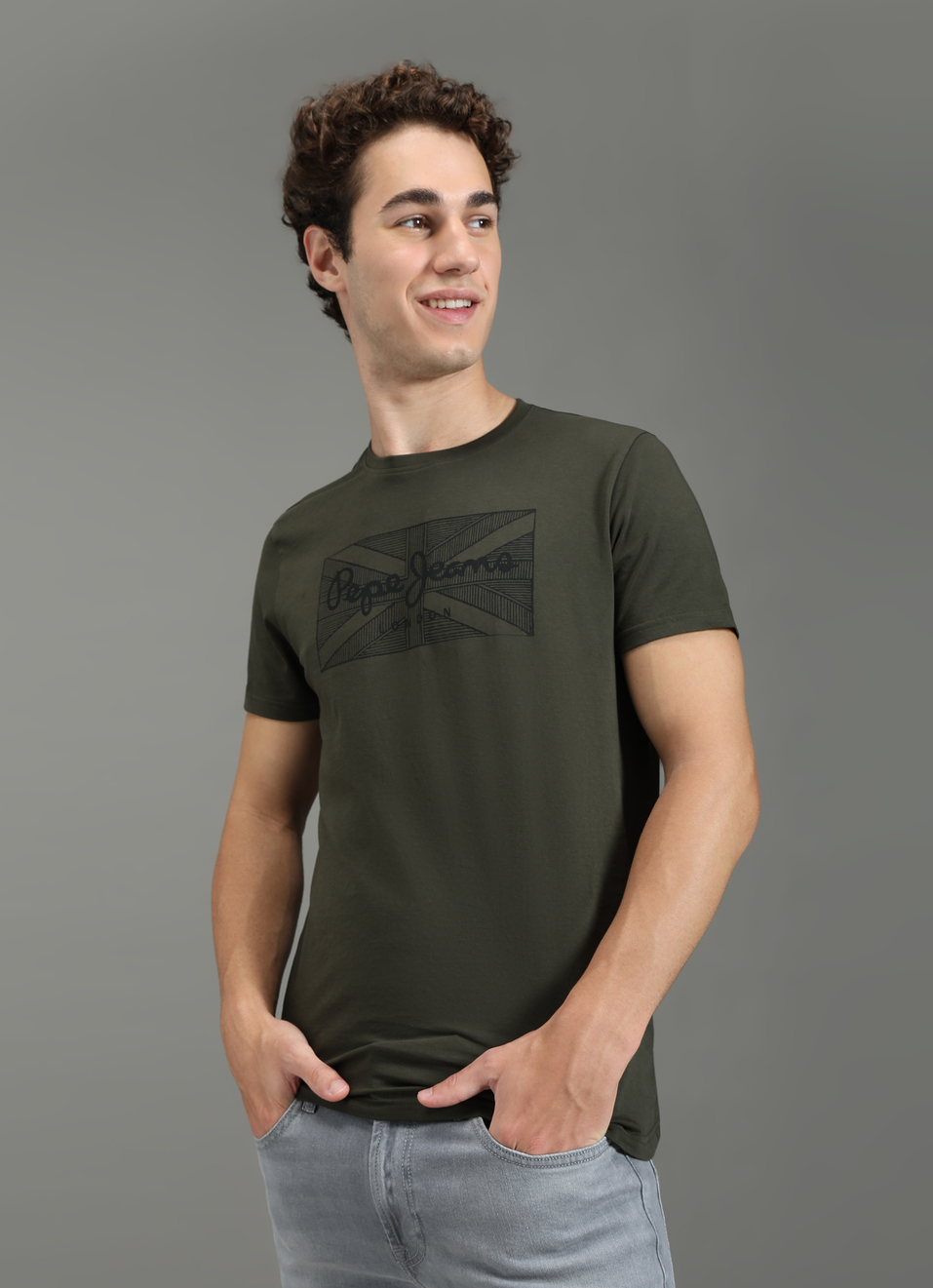 Men Green Slim Fit Graphic T-shirt, , large image number 0