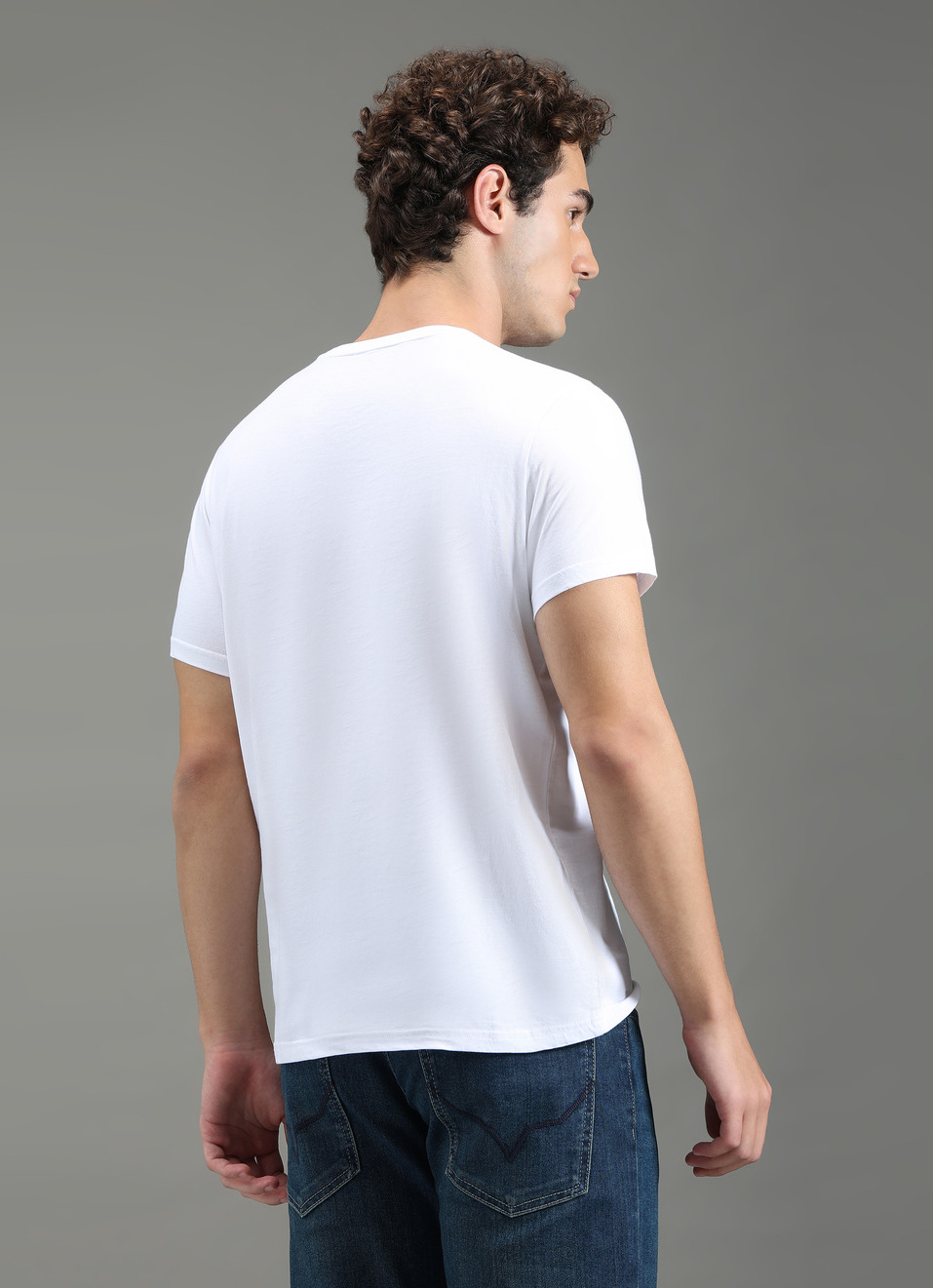 Men White Slim Fit Graphic T-shirt, , large image number 2