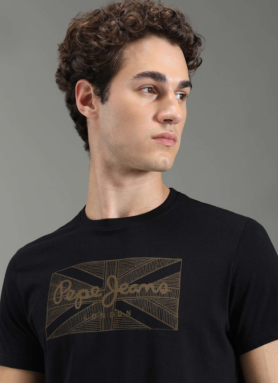 Men Black Slim Fit Graphic T-shirt, , large image number 4