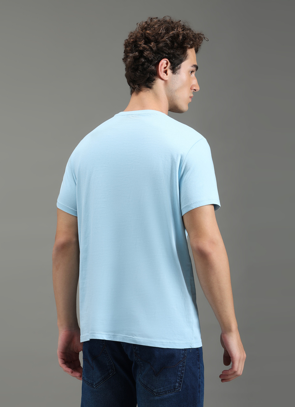 Men Blue Slim Fit Graphic T-shirt, , large image number 2