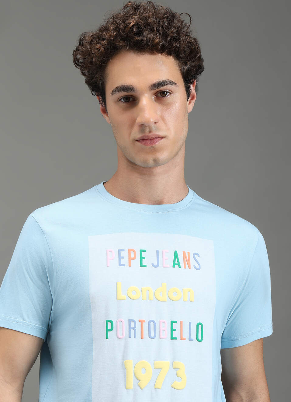 Men Blue Slim Fit Graphic T-shirt, , large image number 4